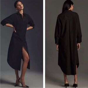 Maeve Anthropologie Elegant Black Button-Down Dress